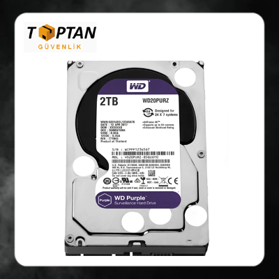 WD Hard Disk 3.5 Inç 2 Tb 6gb-S 64MB 7-24 Sata Wd Purple WD20PURZ