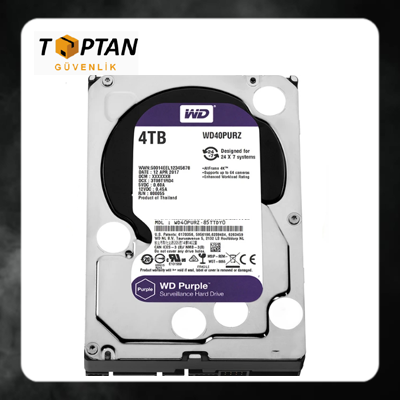 Wd 3.5 Purple 4tb Intellıpower 64MB Sata3 Güvenlik HDD WD40PURZ (7/24)