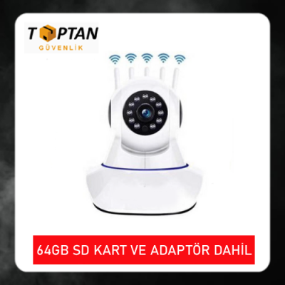 2 MP KABLOSUZ 5 ANTENLİ IP BEBEK KAMERASI 1080P 64 GB SD KART DAHİL ARNA-1564