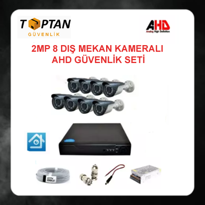 2 MP AHD 8 DIŞ MEKAN KAMERALI GÜVENLİK SETİ ARNA-7128