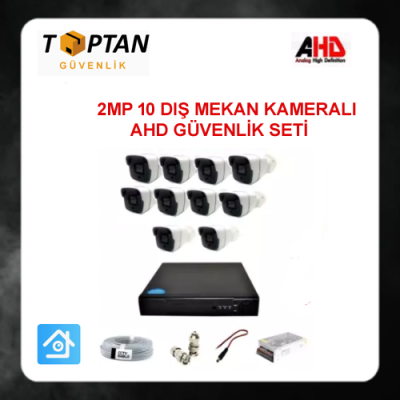 2MP 1080P 10 Dış Mekan Kameralı Ahd Güvenlik Seti ARNA-7140