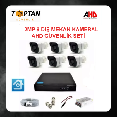 2MP 1080P 6 Dış Mekan Kameralı Ahd Güvenlik Seti ARNA-7146