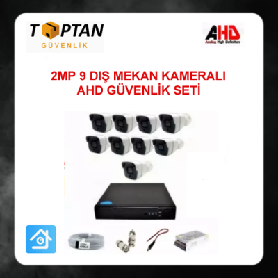 2MP 1080P 9 Dış Mekan Kameralı Ahd Güvenlik Seti ARNA-7149