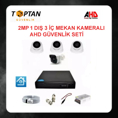 2 MP 1080P 3 İç Mekan 1 Dış Mekan Kameralı Ahd Güvenlik Seti ARNA-7204