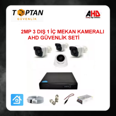 2MP 1080P 3 Dış Mekan 1 İç Mekan Kameralı Ahd Güvenlik Seti  ARNA-7231