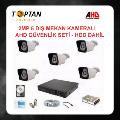 2MP 1080P 5 KAMERALI AHD GÜVENLİK SETİ 500 GB HARDDİSK DAHİL ARNA-7325