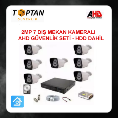 2MP 1080P 7 KAMERALI AHD GÜVENLİK SETİ 500 GB HARDDİSK DAHİL ARNA-7327