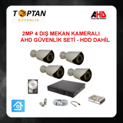 2MP 1080P 4 Kameralı Ahd Güvenlik Seti Harddisk Dahil ARNA-7424