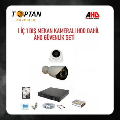 2 MP 1080P 1 İç Mekan 1 Dış Mekan Kameralı Ahd HDD DAHİL Güvenlik Seti ARNA-7522