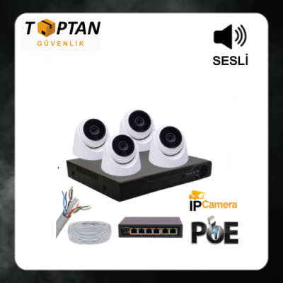 5 MP POELİ SESLİ 4 İÇ MEKAN KAMERALI IP 500 GB HDD DAHİL GÜVENLİK KAMERASI SETİ KD-1744