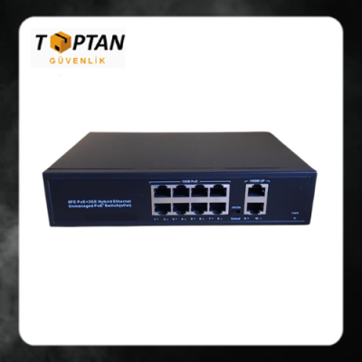 8+2 Port Gigabit POE Switch - Power Over Ethernet - 1000 mBit ARNA-6208