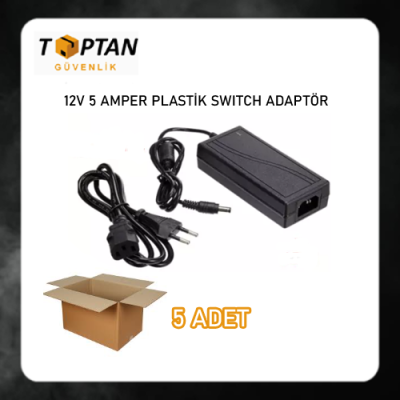 12V 5 AMPER PLASTİK SWITCH ADAPTÖR GÜVENLİK KAMERASI ADAPTÖRÜ 5 ADET