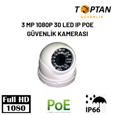 3 MP 1080P 30 LED IP POE GÜVENLİK KAMERASI ARNA-1033