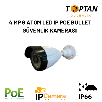 4 MP 6 ATOM LED IP POE BULLET GÜVENLİK KAMERASI ARNA-1047