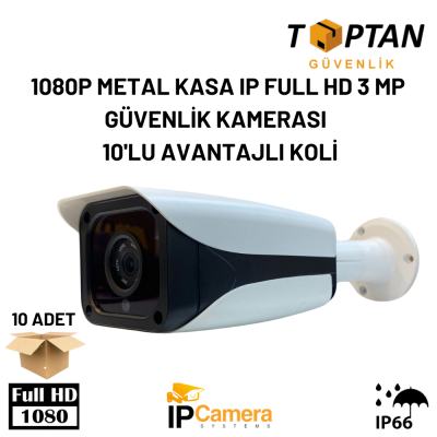 1080P METAL KASA IP FULL HD 3 MP GÜVENLİK KAMERASI ARNA-1093 10'LU AVANTAJLI KOLİ