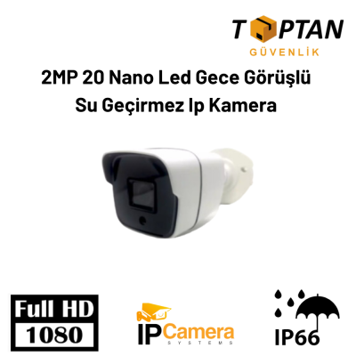 2MP 1080P 20 Nano Led Gece Görüşlü Su Geçirmez Ip Kamera ARNA-1120