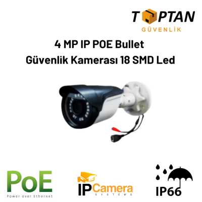 4 MP IP POE Bullet Güvenlik Kamerası 18 SMD Led ARNA-1218