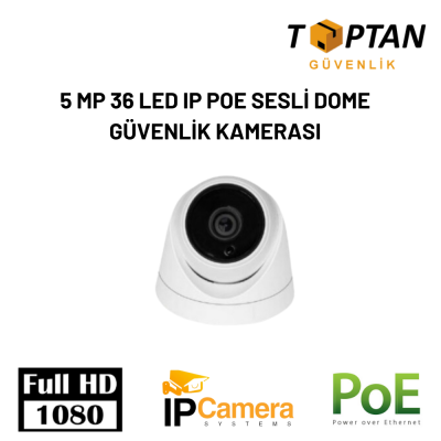 5 MP 36 LED IP POE SESLİ DOME GÜVENLİK KAMERASI ARNA-1336