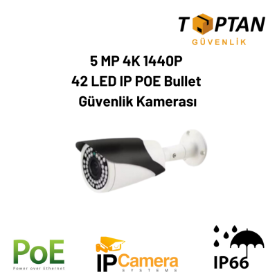 METAL KASA 5 MP 42 LED IP POE GÜVENLİK KAMERASI BT-5061