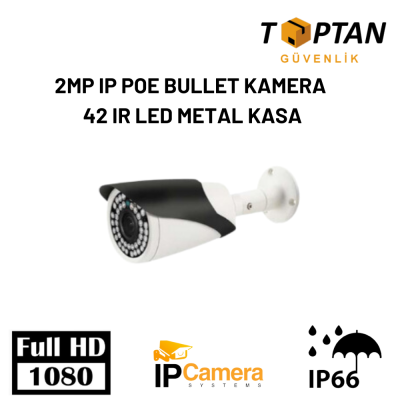 2MP IP POE BULLET KAMERA 42 IR LED METAL KASA KD-9256