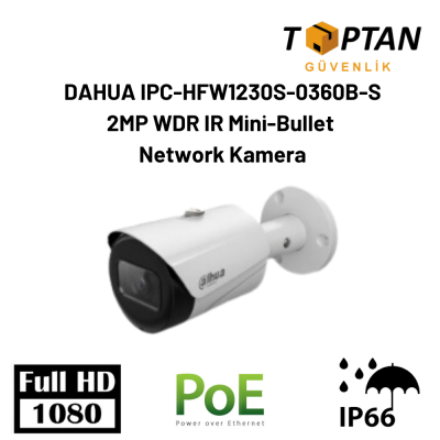 DAHUA IPC-HFW1230S-0360B-S  2MP WDR IR Mini-Bullet Network Kamera