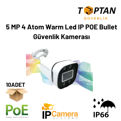 5MP 4 ATOM WARM LED IP POE BULLET KAMERA KD-1240 10'LU KOLİ