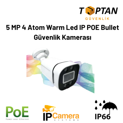 Besta 5 MP 4 Atom Warm Led IP POE Bullet Güvenlik Kamerası KD-1240