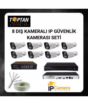 8 DIŞ KAMERALI IP SİSTEM GÜVENLİK SETİ - IP9505