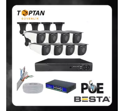 5 MP 1440P 8 DIŞ MEKAN KAMERALI IP POE Güvenlik Seti KD-2746