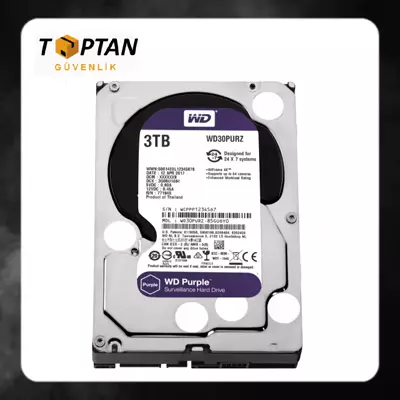 WD Purple 3TB 3,5" SATA III 6Gbit/s 64MB 7/24 Güvenlik Kamerası Diski WD30PURZ