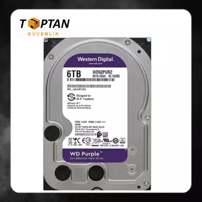 WD WD62PURZ Purple 6TB 5400RPM 64MB Sata3 180TB/Y 7/24 Güvenlik Harddiski