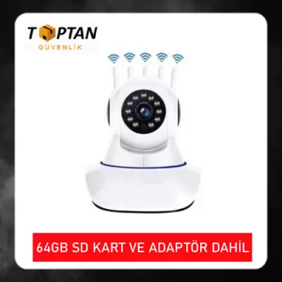 2 MP KABLOSUZ 5 ANTENLİ IP BEBEK KAMERASI 1080P 64 GB SD KART DAHİL ARNA-1564