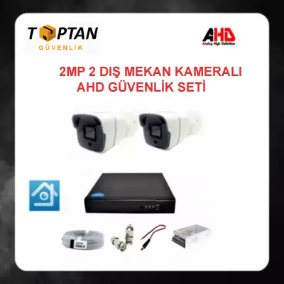 2 MP 1080P 2 Dış Mekan Kameralı Ahd Güvenlik Seti ARNA-7142