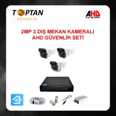 2MP 1080P 3 Dış Mekan Kameralı Ahd Güvenlik Seti ARNA-7143