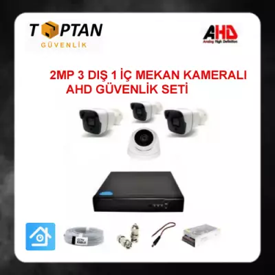 2MP 1080P 3 Dış Mekan 1 İç Mekan Kameralı Ahd Güvenlik Seti  ARNA-7231