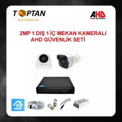 2 MP 1080P 1 İç Mekan 1 Dış Mekan Kameralı Ahd Güvenlik Seti ARNA-7242