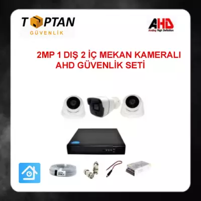 2MP 1080P 2 İç Mekan 1 Dış Mekan Kameralı Ahd Güvenlik Seti ARNA-7243