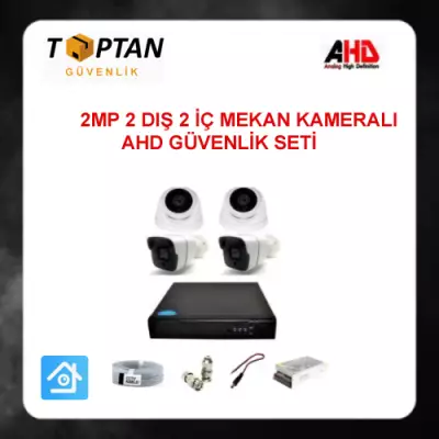 2 MP 1080P 2 İç Mekan 2 Dış Mekan Kameralı Ahd Güvenlik Seti ARNA-7244