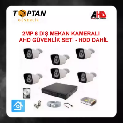 2MP 1080P 6 KAMERALI AHD GÜVENLİK SETİ 500 GB HARDDİSK DAHİL ARNA-7326