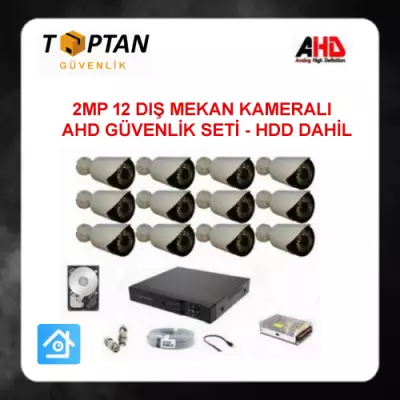 2MP 1080P 12 Kameralı Ahd Güvenlik Seti 1 TB Harddisk Dahil ARNA-7412