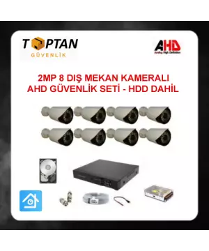 2 MP 1080P 8 Kameralı Ahd Güvenlik Seti 1 TB Harddisk Dahil ARNA-7428