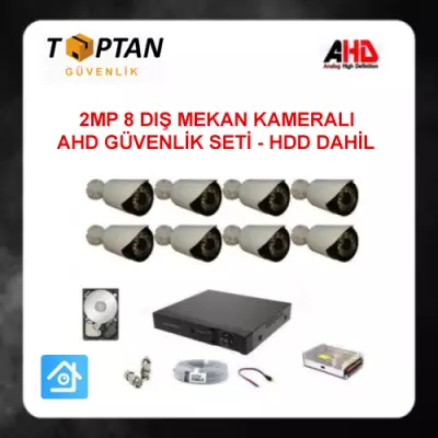 2 MP 1080P 8 Kameralı Ahd Güvenlik Seti 1 TB Harddisk Dahil ARNA-7428