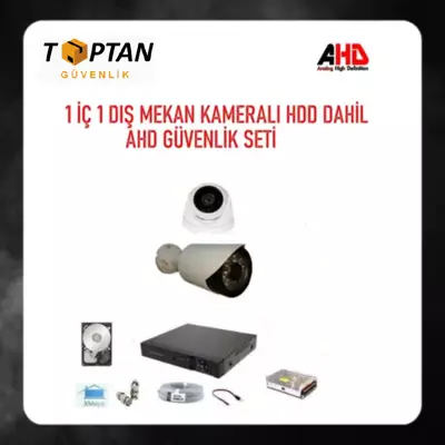 2 MP 1080P 1 İç Mekan 1 Dış Mekan Kameralı Ahd HDD DAHİL Güvenlik Seti ARNA-7522