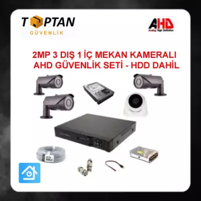 2 MP 1080P 3 DIŞ MEKAN 1 İÇ MEKAN KAMERALI HDD DAHİL GÜVENLİK SETİ ARNA-7642