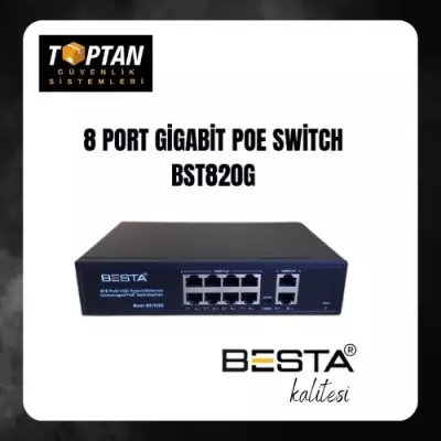 BESTA 8 PORT GİGABİT POE SWİTCH 10/100/1000 Mbps Gigabit BST820G