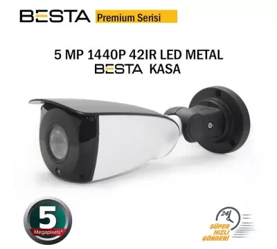 BESTA PREMIUM  SERİ 5 MP 1440P 42 LED METAL KASA AHD GÜVENLİK KAMERASI BT-2209