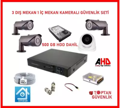 2 MP 1080P 3 DIŞ MEKAN 1 İÇ MEKAN KAMERALI HDD DAHİL GÜVENLİK SETİ ARNA-7642