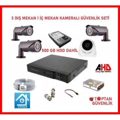 2 MP 1080P 3 DIŞ MEKAN 1 İÇ MEKAN KAMERALI HDD DAHİL GÜVENLİK SETİ ARNA-7642