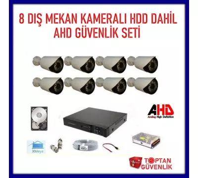 2 MP 1080P 8 Kameralı Ahd Güvenlik Seti 1 TB Harddisk Dahil ARNA-7428