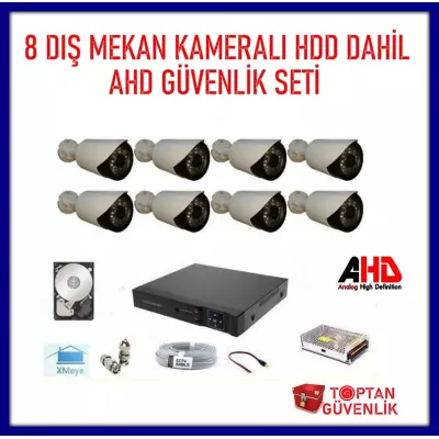 2 MP 1080P 8 Kameralı Ahd Güvenlik Seti 1 TB Harddisk Dahil ARNA-7428